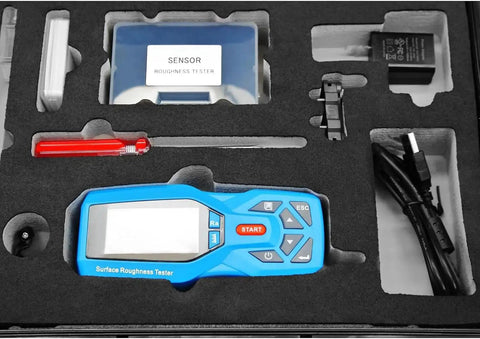 Portable Surface Roughness Tester With 22 Parameters, Real Time Clock, Ra And Rz Measurement, Ultra Accurate 0.001, LCD Display, Data Output And Printer Ready, Pro Profilometer For Production Floors in foam case