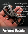 Infinity Lighter With Multitool Keychain And Bottle Opener For Camping And Outdoors Refillable Lighter Rechargeable Compact Black And Silver Everyday Carry Gear Durable Outdoor Essential held in hand showing size and metal texture.