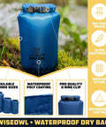 Three Pack Waterproof Dry Bags Set 5L 10L 20L Lightweight Airtight Floating Gear Organizer For Kayaking Beach Travel Boating And Hiking Blue Ripstop Nylon Adventure Ready