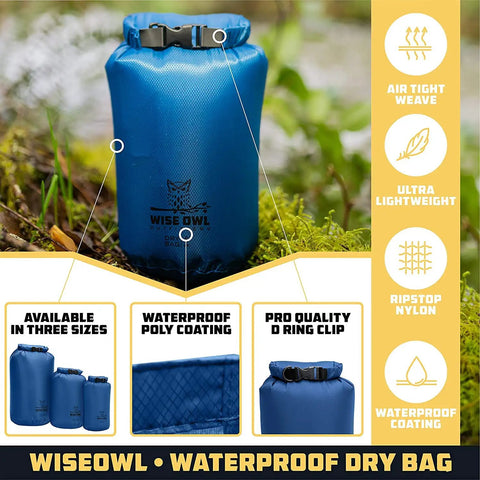 Three Pack Waterproof Dry Bags Set 5L 10L 20L Lightweight Airtight Floating Gear Organizer For Kayaking Beach Travel Boating And Hiking Blue Ripstop Nylon Adventure Ready