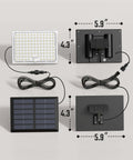 Solar Outdoor Motion Lights With 113 LEDs 7000K Cool White Flood, Dusk To Dawn Sensor, IP65 Waterproof, front and back view