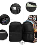 Burger Raccoon City Street Print Backpack for Men and Women, open view showing internal compartments and storage space