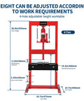 6 Ton Hydraulic H Frame Shop Floor Press For Auto Repair And Metalwork, Heavy Duty Beast, Garage Ready Beefy Build, Precise Alignment, Carbon Steel Construction, Powder Coated Finish, Industrial Grade Stability, height-adjustable 6-ton press with dimensions