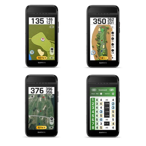 Approach G82 Launch Monitor And GPS Golf Handheld with 5 inch touchscreen displaying golf course maps and metrics