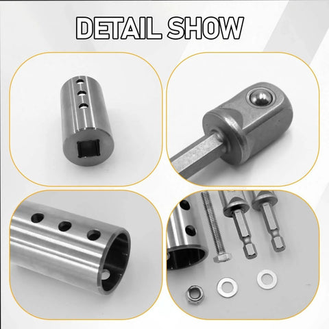 Heavy Duty Trailer Jack Drill Adapter Half Inch Hex Socket For One Inch Drive Shaft Stainless Steel Cordless Drill Attachment