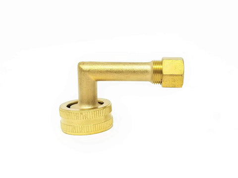 Three quarter inch garden hose female swivel elbow adapter from Six Foot Stainless Steel Braided Dishwasher Hose Installation Kit