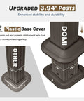Comparison of upgraded 3.94-inch posts with plastic base cover for 10x12 Hardtop Gazebo With Gutters And Galvanized Double Roof.