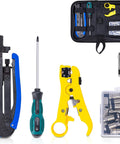 Coax Cable Crimp Kit With Adjustable Compression Tool For RG6 RG59 RG11 F Connectors Includes Coax Stripper And 20 F Compression Connectors Ergonomic Anti Slip Handle Easy Thumb Screw Adjustment