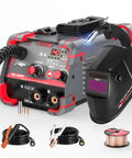 140Amp MIG Welder Flux Core Gasless 3 In 1 MMA Stick Lift TIG Welding Machine 110V Synergy IGBT Inverter Portable Welder Includes Helmet