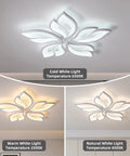 Flower Shaped Ceiling Light Dimmable Modern Ceiling Lamp With Remote Control LED Fixture, white five petals, three light temperatures