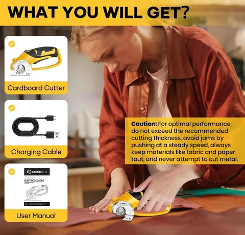 Cordless Electric Scissors For Cardboard And Box Cutting With Safety Lock And LED Light 4V Go To Rotary Cutter usage