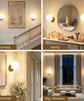 Prosmoon Modern Globe Wall Sconce Set of 2, 3-Color Temperature Adjustable in stairway, vanity, entryway, and bay window settings.