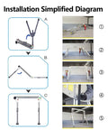 Installation simplified diagram for Heavy Duty Portable Gantry Crane 2200 Lb Capacity Foldable Aluminum Frame with wheel steps.