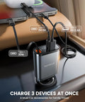 Ultra Slim 57W 3 In 1 USB C Car Charger Retractable And 180 Degree Rotatable Design Fast Charge in car charging port