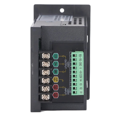 Side view of 90W VFD Inverter For AC Motors 176 To 264V 7A Single To Three Phase Converter showing input and output connections.