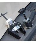 Beefed Up Dual Purpose Wiper Arm Puller Tool For Cars And Windshields, wiper arm remover and battery terminal puller on car surface.