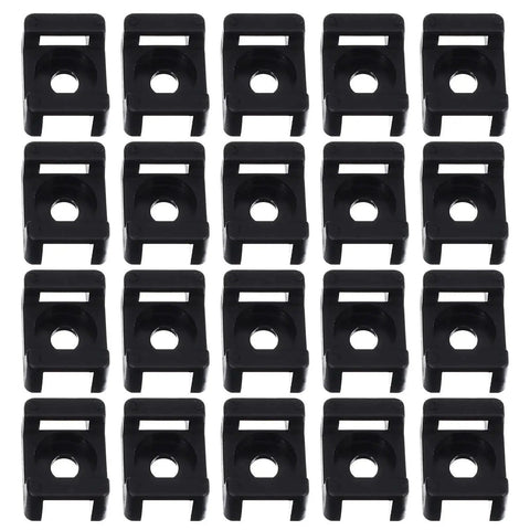 120 Pcs Heavy Duty Nylon Cable Tie Mounts Black Screw Fix Wire Organizers arranged in a grid, showcasing sturdy clips for organizing.