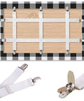 Hidden Strap Tablecloth Clips 5 Pack With Adjustable Elasticity For Indoor And Outdoor Use, shown securing tablecloth