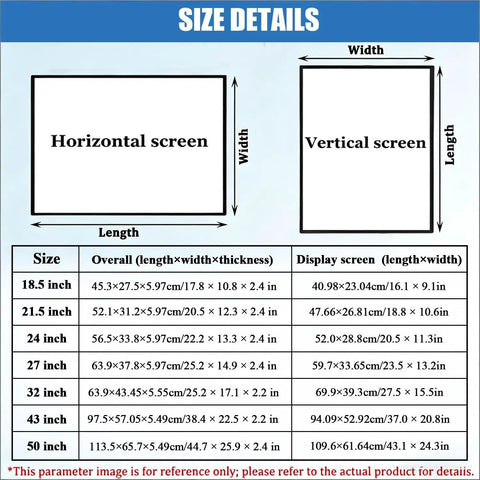 Size details of Next Level Clarity On This Hanging Digital Signage Display Including dimensions for various screen sizes.