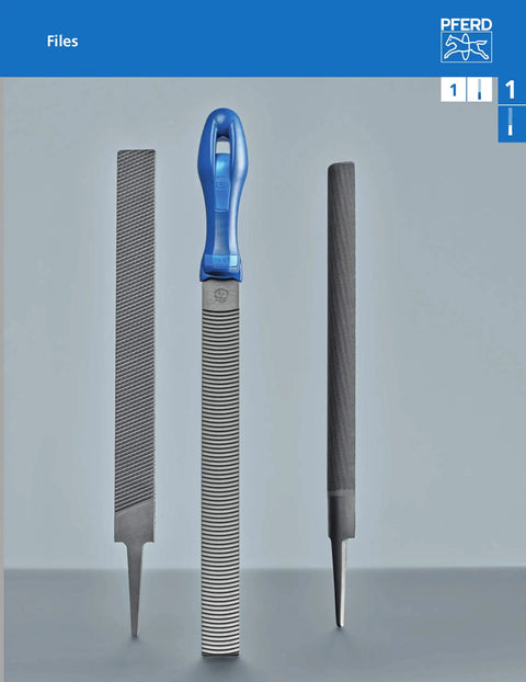 Three 5-1/2 Inch Diamond Needle File Set, 5-Piece Coarse Cut for precision, shown standing upright on a grey background.