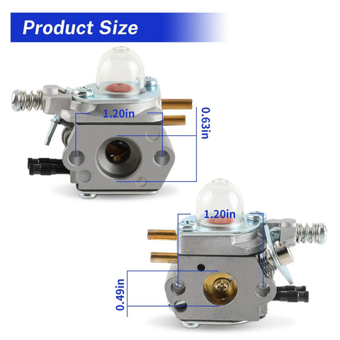 Echo Trimmer Carburetor With Tune Up Air Filter Kit Replacement For SRM 2100 2110 2400 2410 GT 2000 PE 2000 PP 800 PPF 2100 PPT 2100 And More showing product dimensions