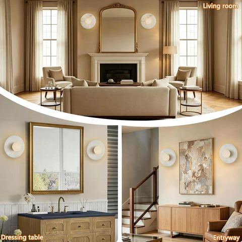 KXKLGWHN Modern Minimalist Style Natural Alabaster Wall Lamp, Hard Wire illuminating living room and dressing table.