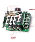 Internal view of 7-80V PWM DC Motor Speed Controller Switch 30A with On Board Stop Brake Function and components labeled.