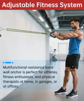 Heavy Duty Adjustable Wall Mount Anchor Platform For Resistance Bands Featuring 35 Custom Locking Positions To Level Up Your At Home Gym Setup And Crush Each And Every Rep in use by a man working out.