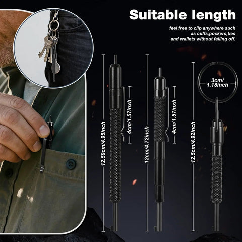 Set Of 3 Universal Handcuff Keys, Durable Pocket Keychain Cuff Key Kit with 5.1, 4.75, 3.6 inch showing pocket and keychain usage
