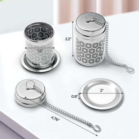 Ultra Fine Mesh Tea Infuser Strainer For Loose Leaf Tea No Fuss 304 Stainless Steel With Slim Threaded Lid Sediment-Free Steeper