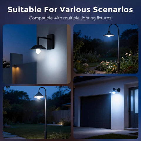 Six Pack Motion Sensor LED Light Bulbs Auto On Night Light With Ultra Sensitive Detection 30 To 45 Second Timed Glow Energy Efficient Motion Detector Bulbs For Hallways Closets Stairwells Entryways on wall and outdoor fixtures