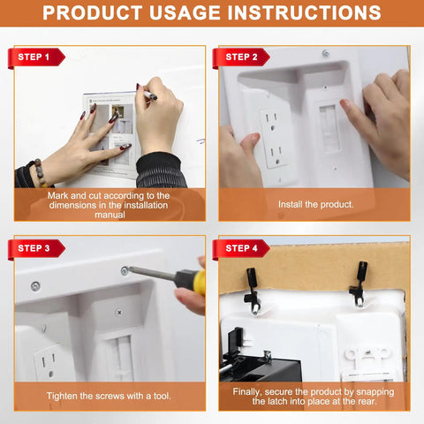 Installation guide for In-Wall Cable Management Kit For TV Mounts, Hidden Recessed Outlet Box With Two-Hole Socket