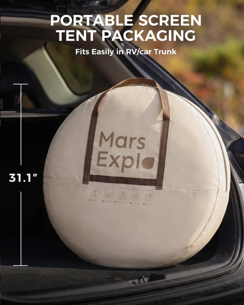 Carry bag for 10x10 Ft Pop Up Screen House Tent With Mesh Doors Portable Instant Screen Room Gazebo UV Shield Silver Coated Mesh Easy Setup For Patio Backyard Deck Camping Outdoor Comes With Carry Bag Beige in car trunk