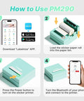 How to use PM290 Portable Mini Sticker Printer With Three Thermal Rolls Compact Wireless Label Maker for setup instructions.