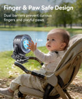 Baby in stroller with Rechargeable Clip On Fan 4000mAh With 100 Speed Touch Control LED Display 360 Degree Rotation Quiet Turbo Desk Fan