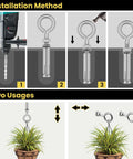 Installation steps of Heavy Duty Concrete Wall Eyebolt Anchors 4 Pack 304 Stainless Steel Expansion Hooks with planting use