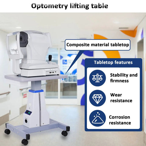 Professional Electric Optometry Lift Table With Motorized Height Adjustment And Smooth One-Button Control For Eyeglass Shops featuring composite material tabletop.