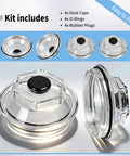 Four Piece Oil Bath Hub Cap Set For Dexter Axles 9K 10K 12K 15K With 4 Inch Thread Trailer Axle Hub Bearing Oil Cap 21 36 Dust Cap Replacement Direct Fit For Easy Install
