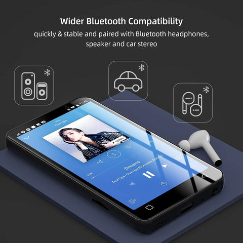 4 Inch MP3 Player With Bluetooth And WiFi Supports Spotify Amazon Music Pandora Audible And More Includes Spotify Kids App