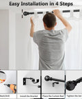 Installation process of Heavy Duty Curtain Rod For Sliding Glass Door Adjustable 34 To 93 Inches 1 Inch Diameter Matte Black