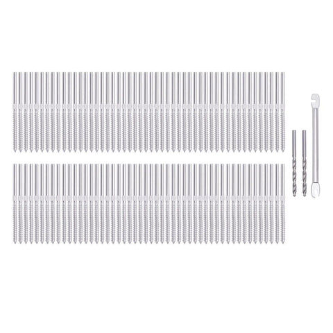 No Fuss All In One 100 Pack Swage Lag Screws Stainless Steel T316 Left And Right Handed For Wood Posts One Eighth Inch Deck Cable Railing Kit