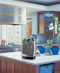 Oscillating Ceramic Tabletop Space Heater With Adjustable Thermostat Carrying Handle Two Quiet Heat Settings And Fan Only Mode 11.6 Inches Silver