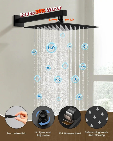 Hella Durable Matte Black Shower Faucet Set With Handheld Spray And 10 Inch Rainfall Head Built Solid With Heavy Duty Brass Valve Top Notch Flow Any Home Loves Daily