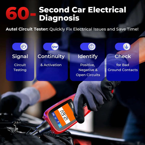 12-24V Car Circuit Tester Kit With Power Probe, Short and Open Finder, All in One Auto Electrical Diagnostic Tool for Voltage, Polarity, Continuity, Signal Circuit Diagnosis, Component Activation, and Bad Ground Checks, handheld in engine bay