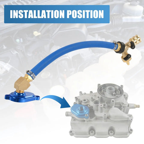 Installation demonstration of 6.0L Oil Cooler Flush Kit with T Port and Aluminum Anodized Adapter for Ford 6.0 Diesel and VT365 VT275.