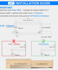 12 inch installation guide for Heavy Duty Soft Close Undermount Drawer Slides For Frameless Cabinets with size and load details.