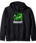 Classic Fit Zip Hoodie With Vintage Tuk Tuk Rickshaw Print For Southeast Travel Crew Unisex 8 5 Oz Heavy Cotton Blend Casual Streetwear Chill Drip And Flex Gear, featuring green tuk tuk design.