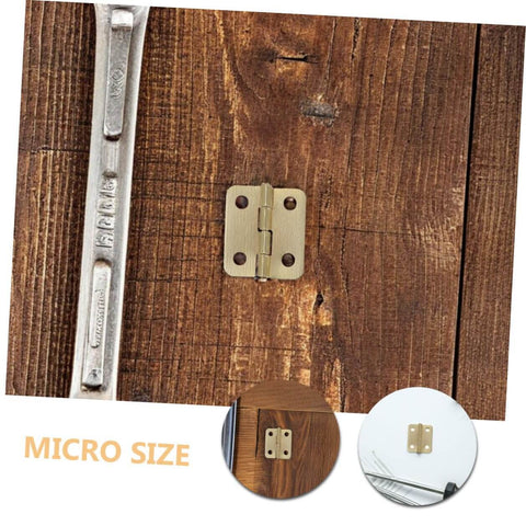 Small Decorative Iron Hinges With Screws For Jewelry Boxes And Dollhouse DIY Crafts 40pcs 270 Degree Miniature Hinges Yellow Finish Concealed Micro Size Cabinet Hardware Accessories SEWOART, installed on wood panel