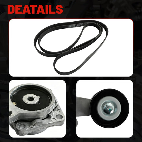 Premium Drive Belt Tensioner Idler Pulley Serpentine Kit For 05-10 Ford F150 And 09-14 Expedition With Big Block Engines To Fix Noisy Whining And Keep Your Ride Running Smooth Like New Without Any Dreadful Stops Or Screeching Sounds While Out On The. serpentine belt, tensioner and idler pulley kit shown