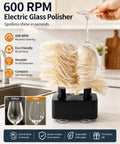 Commercial Electric Wine Glass Polisher And Glassware Dryer Machine 600 Rpm Motor cleaning wine glass with eco-friendly brush.